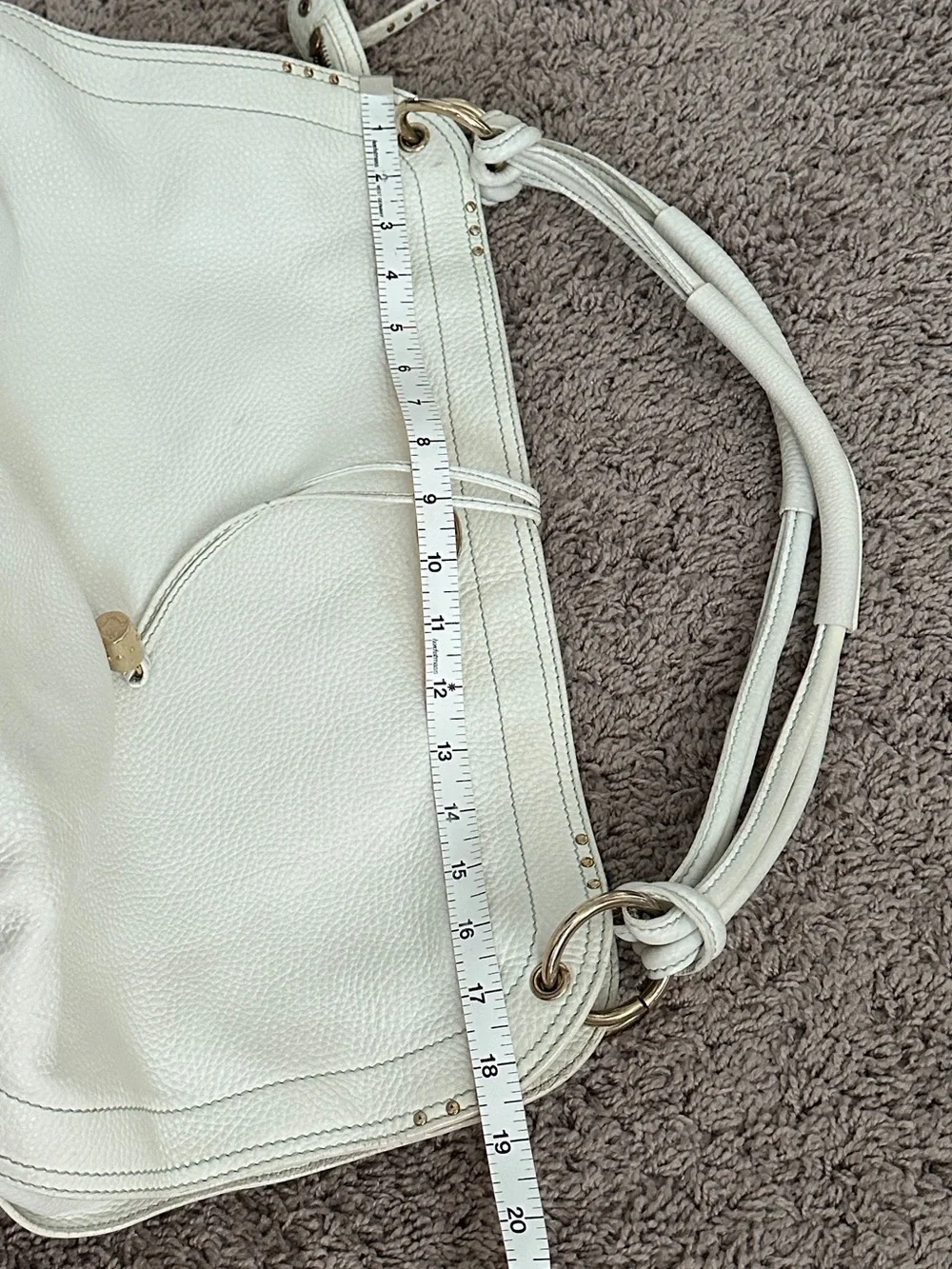 Women’s Soft Pebbled Leather Shoulder Bag in White